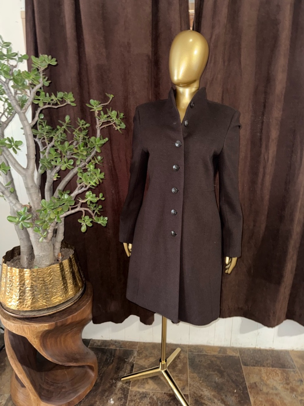 Colizione Italy Women's Dark Brown Button-Front Coat